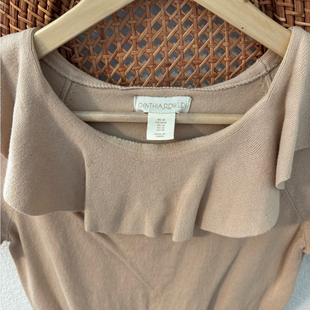 Cynthia Rowley Tan Ruffle Blouse - Picture 2 of 3
